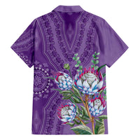 Africa King Proteas Dashiki Motif Family Matching Off Shoulder Short Dress and Hawaiian Shirt Violet Style LT9 - Wonder Print Shop