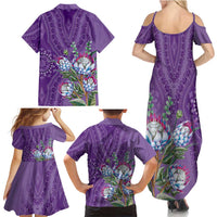 Africa King Proteas Dashiki Motif Family Matching Summer Maxi Dress and Hawaiian Shirt Violet Style - Wonder Print Shop
