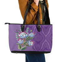 Africa King Proteas Dashiki Motif Leather Tote Bag Violet Style - Wonder Print Shop