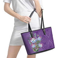 Africa King Proteas Dashiki Motif Leather Tote Bag Violet Style - Wonder Print Shop