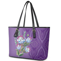 Africa King Proteas Dashiki Motif Leather Tote Bag Violet Style - Wonder Print Shop