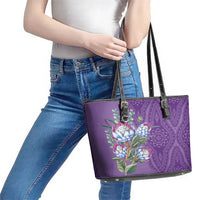 Africa King Proteas Dashiki Motif Leather Tote Bag Violet Style - Wonder Print Shop