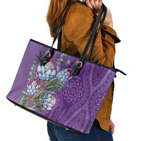 Africa King Proteas Dashiki Motif Leather Tote Bag Violet Style - Wonder Print Shop