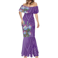 Africa King Proteas Dashiki Motif Mermaid Dress Violet Style - Wonder Print Shop