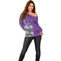Africa King Proteas Dashiki Motif Off Shoulder Sweater Violet Style - Wonder Print Shop