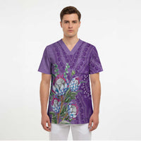 Africa King Proteas Dashiki Motif Scrub Top Violet Style