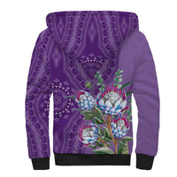 Africa King Proteas Dashiki Motif Sherpa Hoodie Violet Style - Wonder Print Shop