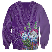 Africa King Proteas Dashiki Motif Sweatshirt Violet Style - Wonder Print Shop