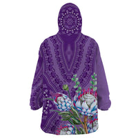 Africa King Proteas Dashiki Motif Wearable Blanket Hoodie Violet Style - Wonder Print Shop