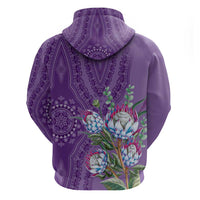 Africa King Proteas Dashiki Motif Zip Hoodie Violet Style - Wonder Print Shop