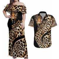 Africa Leopard Skin Pattern Couples Matching Off Shoulder Maxi Dress and Hawaiian Shirt Version 01 LT9 - Wonder Print Shop