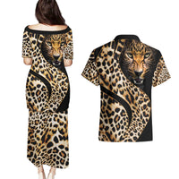 Africa Leopard Skin Pattern Couples Matching Puletasi and Hawaiian Shirt Version 01 LT9 - Wonder Print Shop