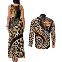 Africa Leopard Skin Pattern Couples Matching Tank Maxi Dress and Long Sleeve Button Shirt Version 01 LT9 - Wonder Print Shop