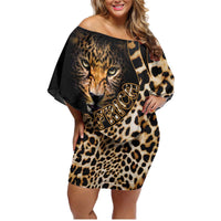 Africa Leopard Skin Pattern Family Matching Off Shoulder Short Dress and Hawaiian Shirt Version 01 LT9 - Wonder Print Shop