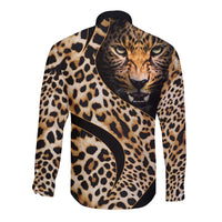 Africa Leopard Skin Pattern Long Sleeve Button Shirt Version 01 - Wonder Print Shop