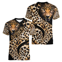 Africa Leopard Skin Pattern Women V-Neck T-Shirt Version 01 - Wonder Print Shop