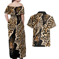 Africa Leopard Skin Pattern Couples Matching Off Shoulder Maxi Dress and Hawaiian Shirt Version 02 LT9 - Wonder Print Shop