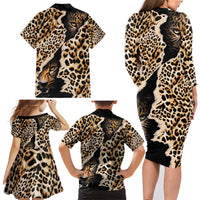 Africa Leopard Skin Pattern Family Matching Long Sleeve Bodycon Dress and Hawaiian Shirt Version 02 LT9 - Wonder Print Shop
