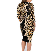 Africa Leopard Skin Pattern Family Matching Long Sleeve Bodycon Dress and Hawaiian Shirt Version 02 LT9 - Wonder Print Shop