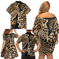 Africa Leopard Skin Pattern Family Matching Off Shoulder Short Dress and Hawaiian Shirt Version 02 LT9 - Wonder Print Shop