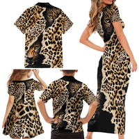 Africa Leopard Skin Pattern Family Matching Short Sleeve Bodycon Dress and Hawaiian Shirt Version 02 - Wonder Print Shop