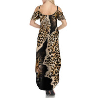 Africa Leopard Skin Pattern Family Matching Summer Maxi Dress and Hawaiian Shirt Version 02 - Wonder Print Shop