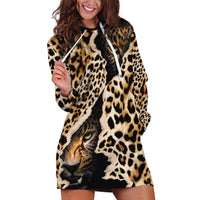 Africa Leopard Skin Pattern Hoodie Dress Version 02 - Wonder Print Shop