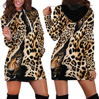 Africa Leopard Skin Pattern Hoodie Dress Version 02 - Wonder Print Shop