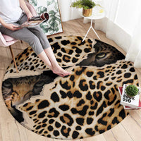 Africa Leopard Skin Pattern Round Carpet Version 02