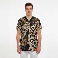 Africa Leopard Skin Pattern Scrub Top Version 02