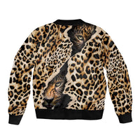Africa Leopard Skin Pattern Sleeve Zip Bomber Jacket Version 02 - Wonder Print Shop