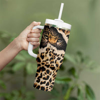 Africa Leopard Skin Pattern Tumbler With Handle Version 02 - Wonder Print Shop