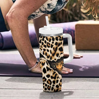 Africa Leopard Skin Pattern Tumbler With Handle Version 02 - Wonder Print Shop