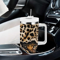 Africa Leopard Skin Pattern Tumbler With Handle Version 02 - Wonder Print Shop