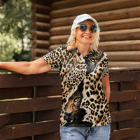 Africa Leopard Skin Pattern Women Polo Shirt Version 02 - Wonder Print Shop
