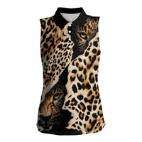Africa Leopard Skin Pattern Women Sleeveless Polo Shirt Version 02 - Wonder Print Shop