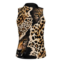 Africa Leopard Skin Pattern Women Sleeveless Polo Shirt Version 02 - Wonder Print Shop