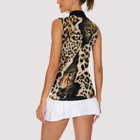 Africa Leopard Skin Pattern Women Sleeveless Polo Shirt Version 02 - Wonder Print Shop