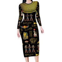 Ancient Egypt and Hieroglyphs Family Matching Long Sleeve Bodycon Dress and Hawaiian Shirt LT9 - Wonder Print Shop