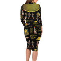Ancient Egypt and Hieroglyphs Family Matching Long Sleeve Bodycon Dress and Hawaiian Shirt LT9 - Wonder Print Shop