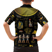 Ancient Egypt and Hieroglyphs Family Matching Off The Shoulder Long Sleeve Dress and Hawaiian Shirt - Wonder Print Shop