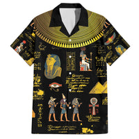 Ancient Egypt and Hieroglyphs Family Matching Off The Shoulder Long Sleeve Dress and Hawaiian Shirt - Wonder Print Shop