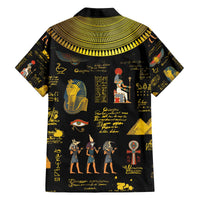 Ancient Egypt and Hieroglyphs Family Matching Off The Shoulder Long Sleeve Dress and Hawaiian Shirt - Wonder Print Shop