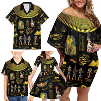 Ancient Egypt and Hieroglyphs Family Matching Off Shoulder Short Dress and Hawaiian Shirt LT9 - Wonder Print Shop
