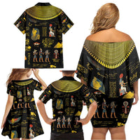 Ancient Egypt and Hieroglyphs Family Matching Off Shoulder Short Dress and Hawaiian Shirt LT9 - Wonder Print Shop