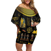 Ancient Egypt and Hieroglyphs Family Matching Off Shoulder Short Dress and Hawaiian Shirt LT9 - Wonder Print Shop