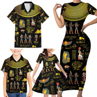 Ancient Egypt and Hieroglyphs Family Matching Short Sleeve Bodycon Dress and Hawaiian Shirt - Wonder Print Shop