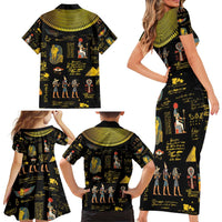 Ancient Egypt and Hieroglyphs Family Matching Short Sleeve Bodycon Dress and Hawaiian Shirt - Wonder Print Shop