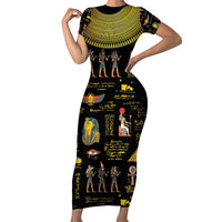 Ancient Egypt and Hieroglyphs Family Matching Short Sleeve Bodycon Dress and Hawaiian Shirt - Wonder Print Shop