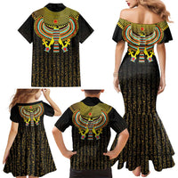 Ancient Egyptian Family Matching Mermaid Dress and Hawaiian Shirt Symbol of Horus The Falcon God LT9 - Wonder Print Shop